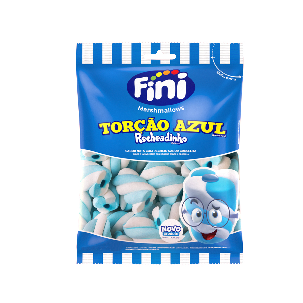 Marshmallows Torção Recheadinho Azul 200g - Fini