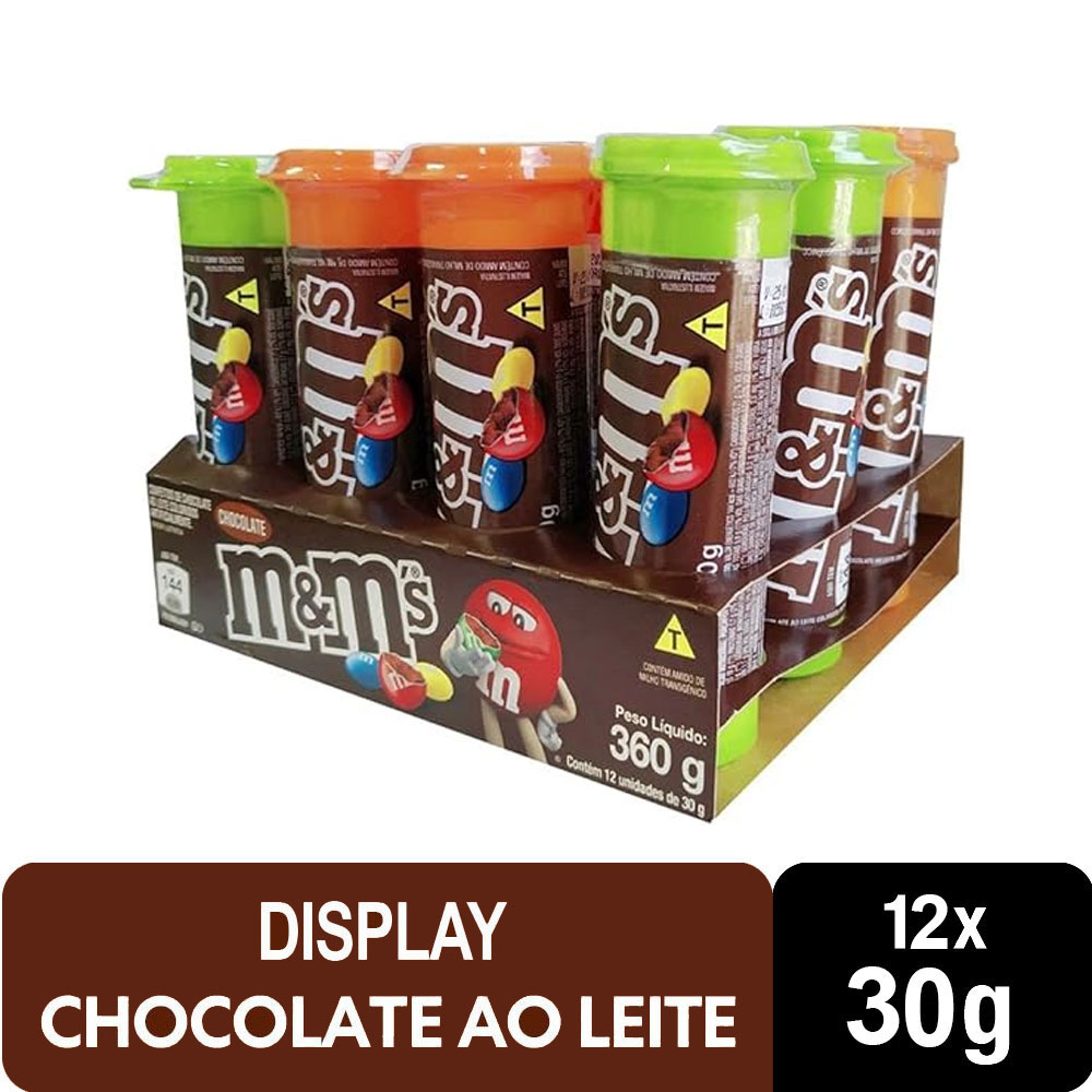 Display de Chocolate M&M'S ao Leite Individual Tubo 12x30g - M&M'S